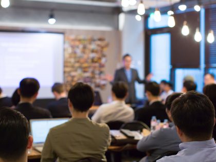 Business people watching a presentation