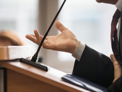 Man testifying in court