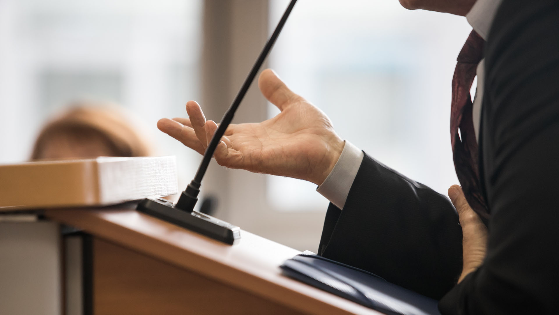 Man testifying in court