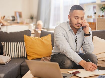 Portrait of man working from home