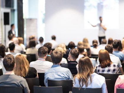 Business speaker giving a presentation