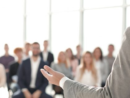 Speaker talking to his audience