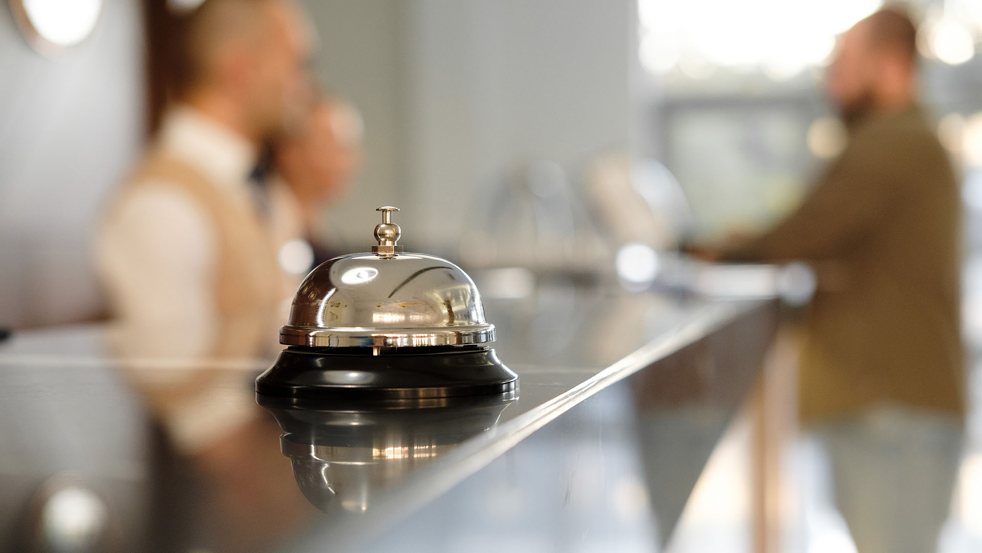 Hotel bell on hotel check-in reception desk